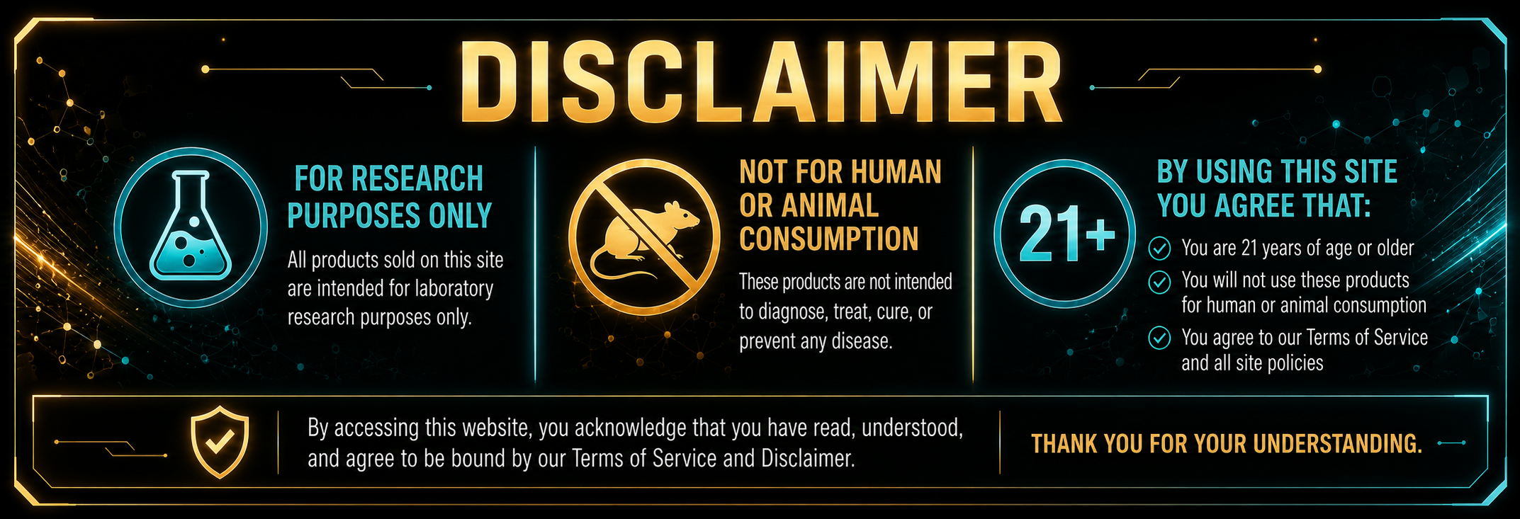 Disclaimer: For research purposes only. Not for human or animal consumption. Must be 21 or older.